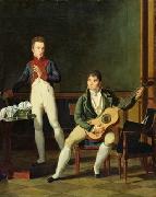 French school Musician and his family oil painting